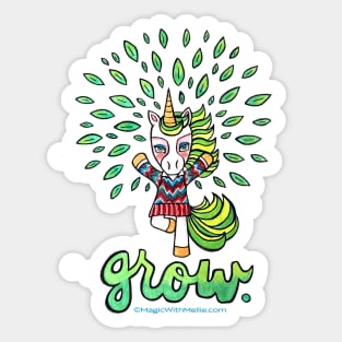 Grow — Yoga Unicorn — Animals of Inspiration Illustration series Sticker